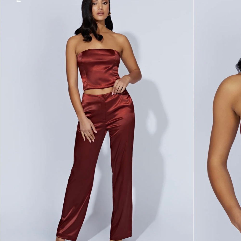 Meshki Red Satin Set (Top & Bottom)